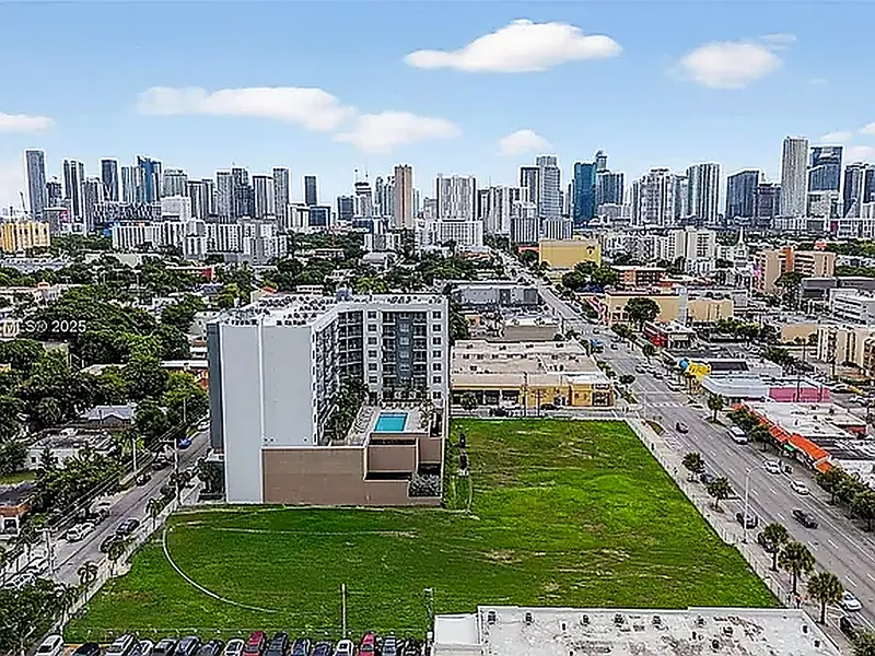 Aerial view of Centralis Residences with the Downtown Miami and Brickell skyline