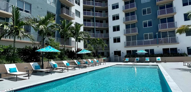 Resort-style pool and sundeck at Centralis Residences Miami in Little Havana